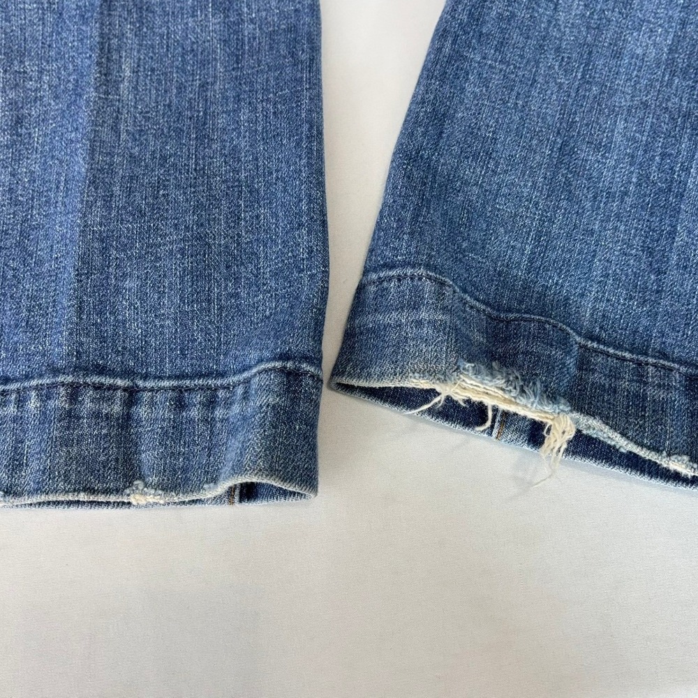 7 For All Mankind Flare Jeans Women 27 Blue Boho Western Casual Distressed Hem - Picture 5 of 11